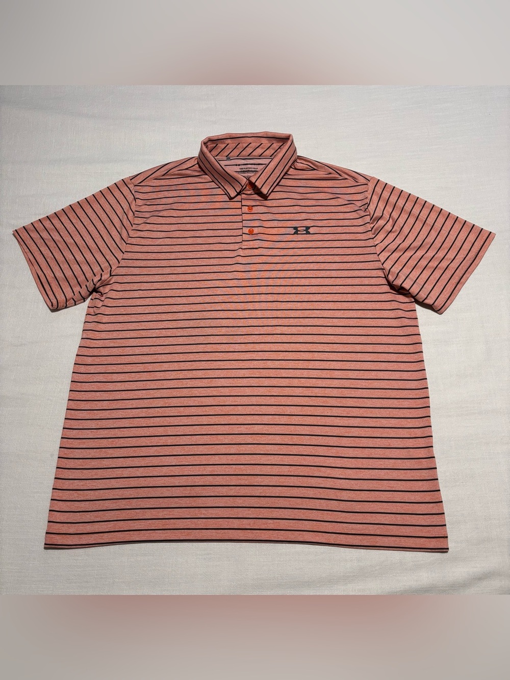Men’s Under Armour The Playoff Polo Striped Golf Shirt | Peach | Size XXL